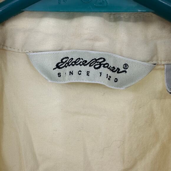 Eddie Bauer Size Large Sleeveless Wrap Blouse Top Shirt Yellow Cotton Blend - Picture 3 of 4